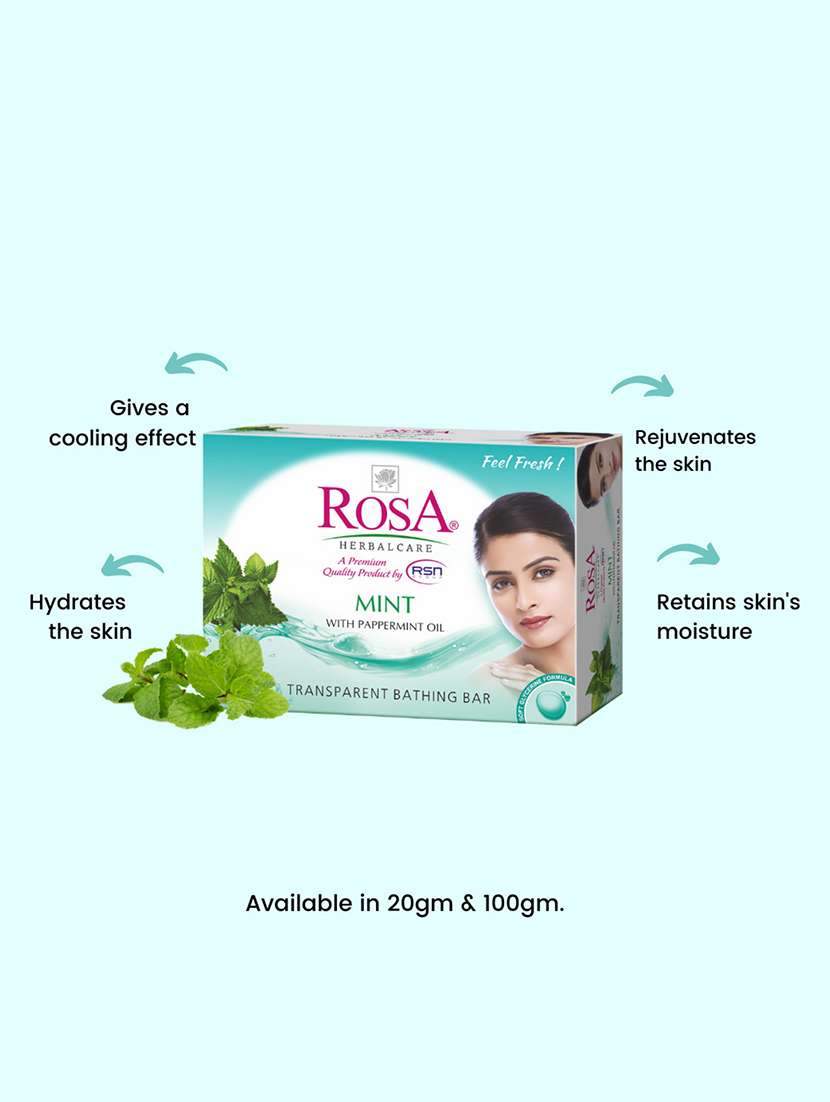 rosa transparent peach & olive and mint gel soap i skin conditioners for moisturized skin i bathing bar i pack 6 *100g each - 21716381 -  Standard Image - 4
