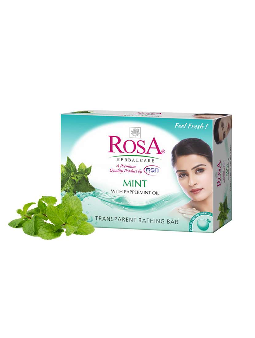 rosa transparent mint & peach & olive gel soap i skin conditioners for moisturized skin i bathing bar i pack 6 *100g each - 21716382 -  Standard Image - 1