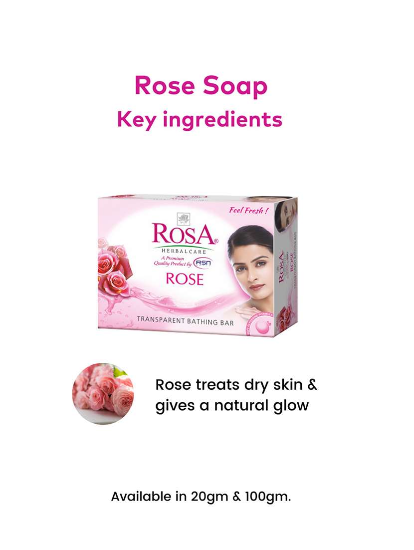 rosa transparent mint & rose gel soap i skin conditioners for moisturized skin i glyecrin bathing bar i pack 6 *100g each - 21716385 -  Standard Image - 6