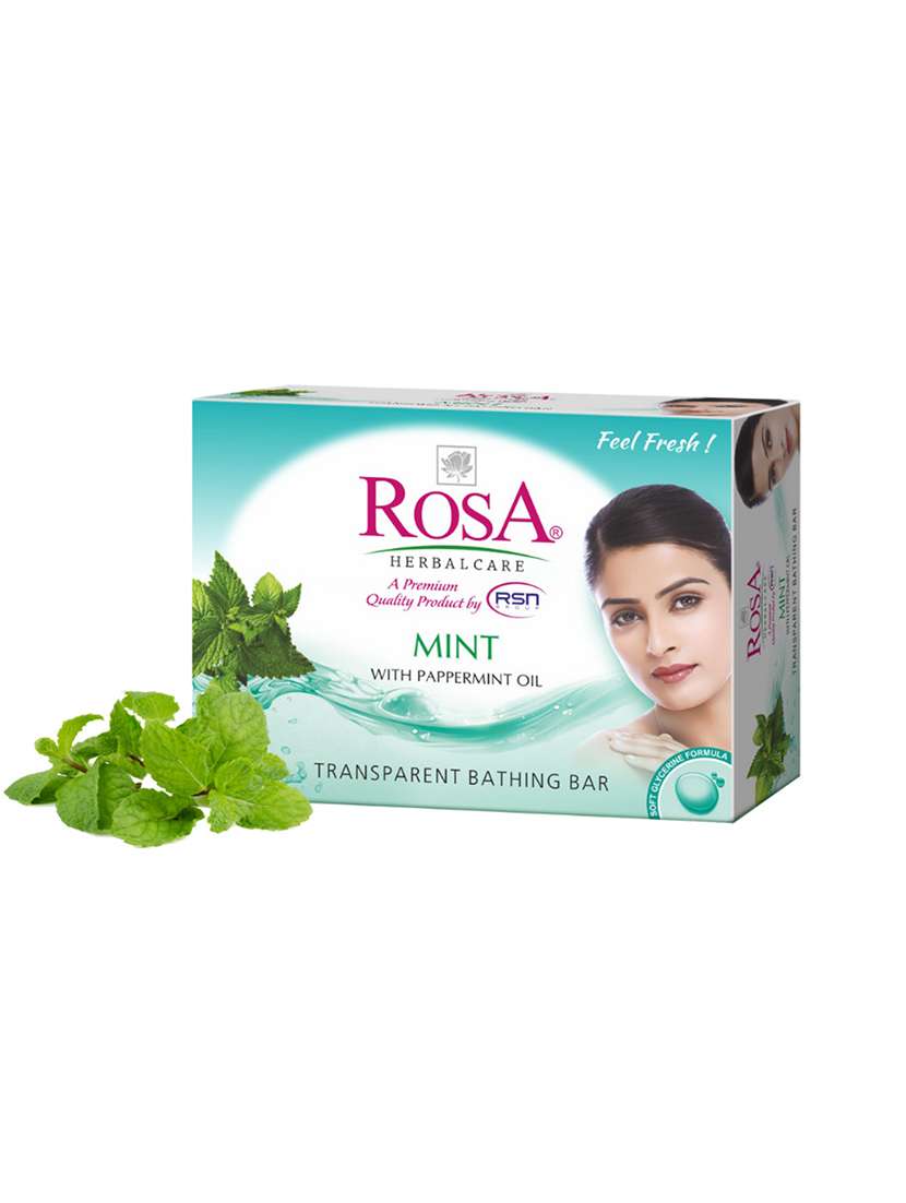 rosa transparent mint gel soap with pappermint and peach & olive gel soap i skin conditioners i bathing bar i pack 6 *100g each - 21716386 -  Standard Image - 1