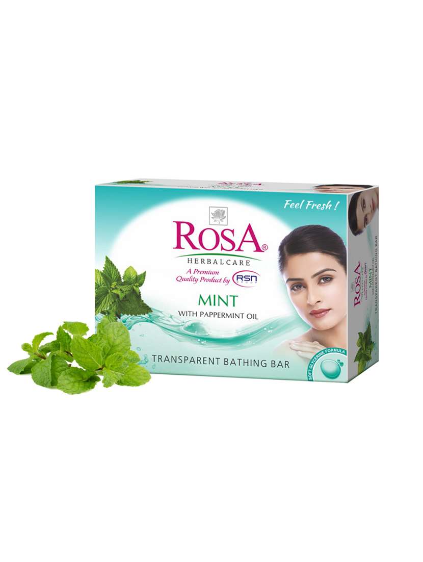 rosa transparent mint gel soap with pappermint oil i skin conditioners for moisturized skin i bathing bar i pack 6 *100g each - 21716389 -  Standard Image - 1