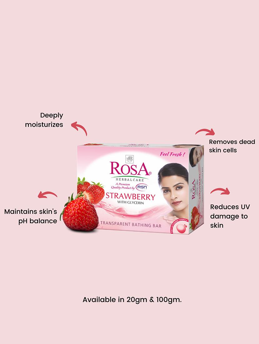 rosa transparent neem & strawberry gel soap i skin conditioners for moisturized skin i bathing bar i pack 4 *100g each - 21716391 - Standard Image - 1