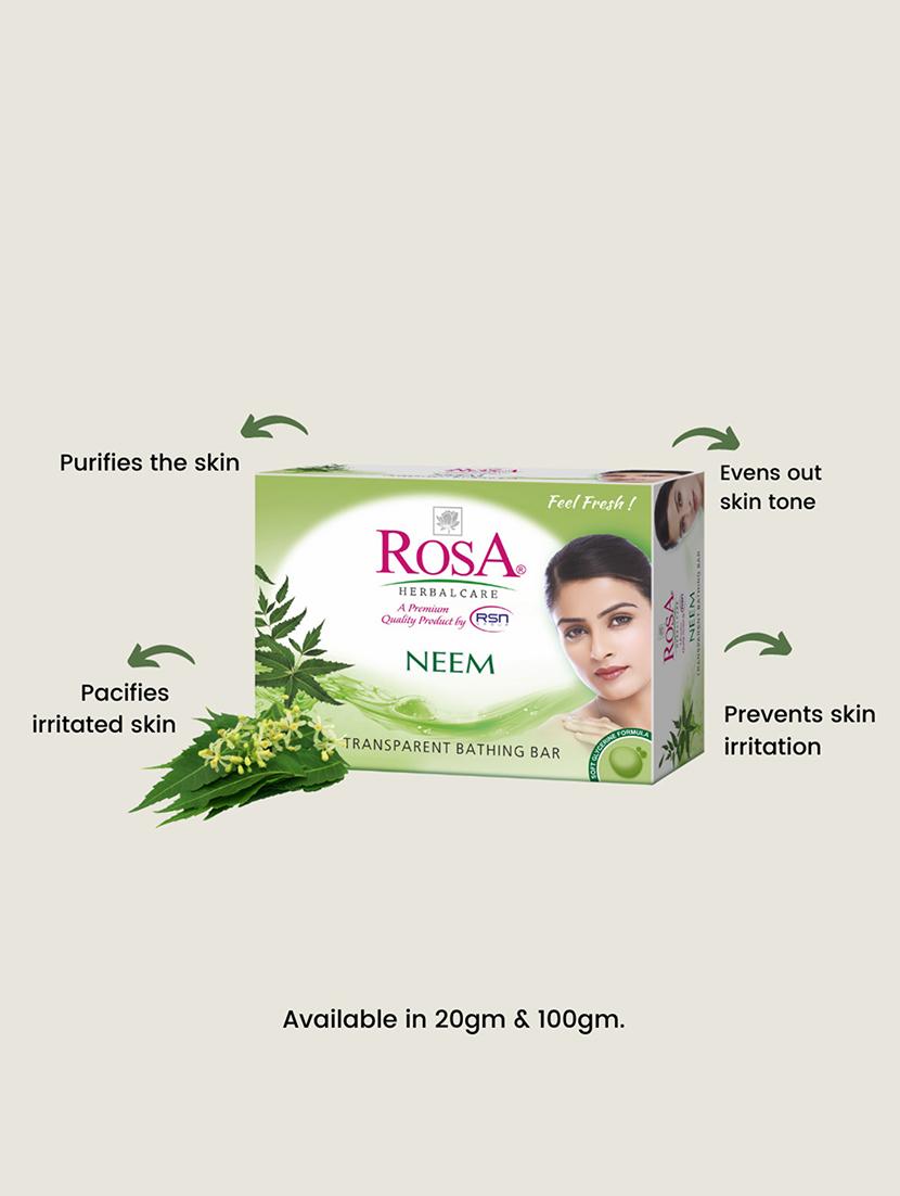 rosa transparent neem & strawberry gel soap i skin conditioners for moisturized skin i glyecrin bathing bar i pack 6 *100g each - 21716392 - Standard Image - 4