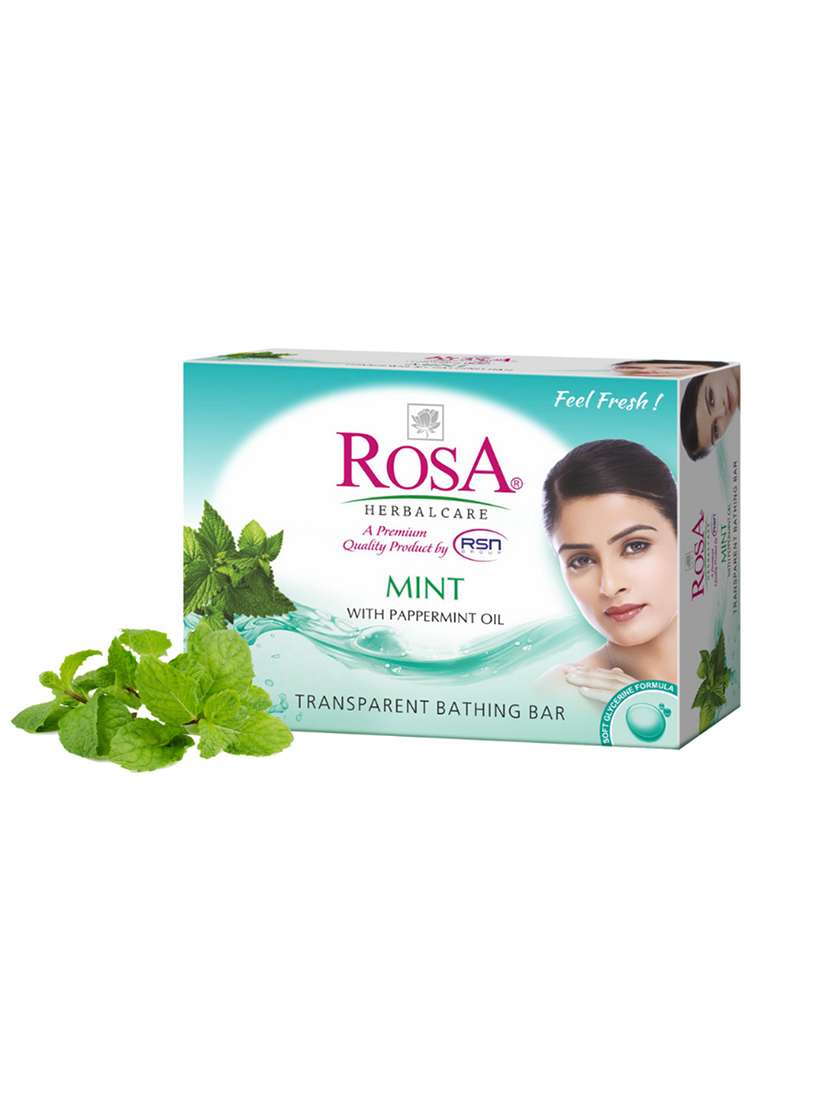 rosa transparent mint & neem gel soap i skin conditioners for moisturized skin i glyecrin bathing bar i pack 6 *100g each - 21716393 -  Standard Image - 1