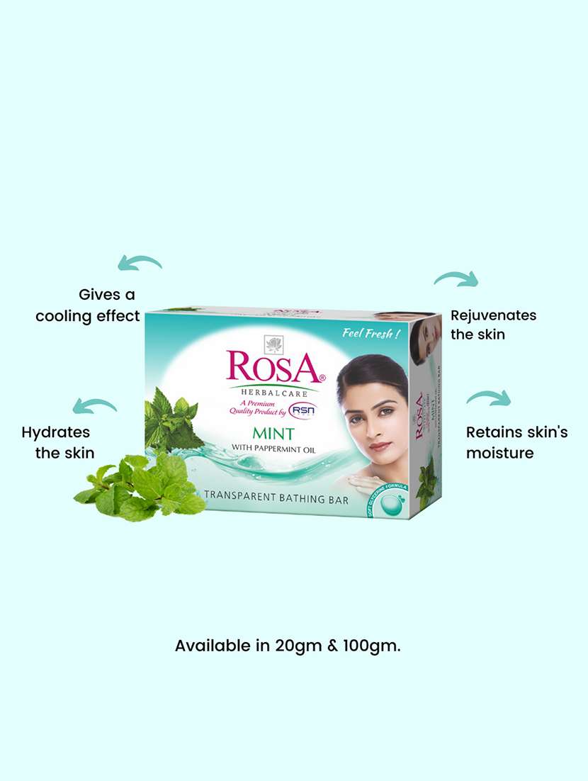 rosa transparent peach & olive and mint gel soap i skin conditioners for moisturized skin i bathing bar i pack 4 *100g each - 21716401 -  Standard Image - 4