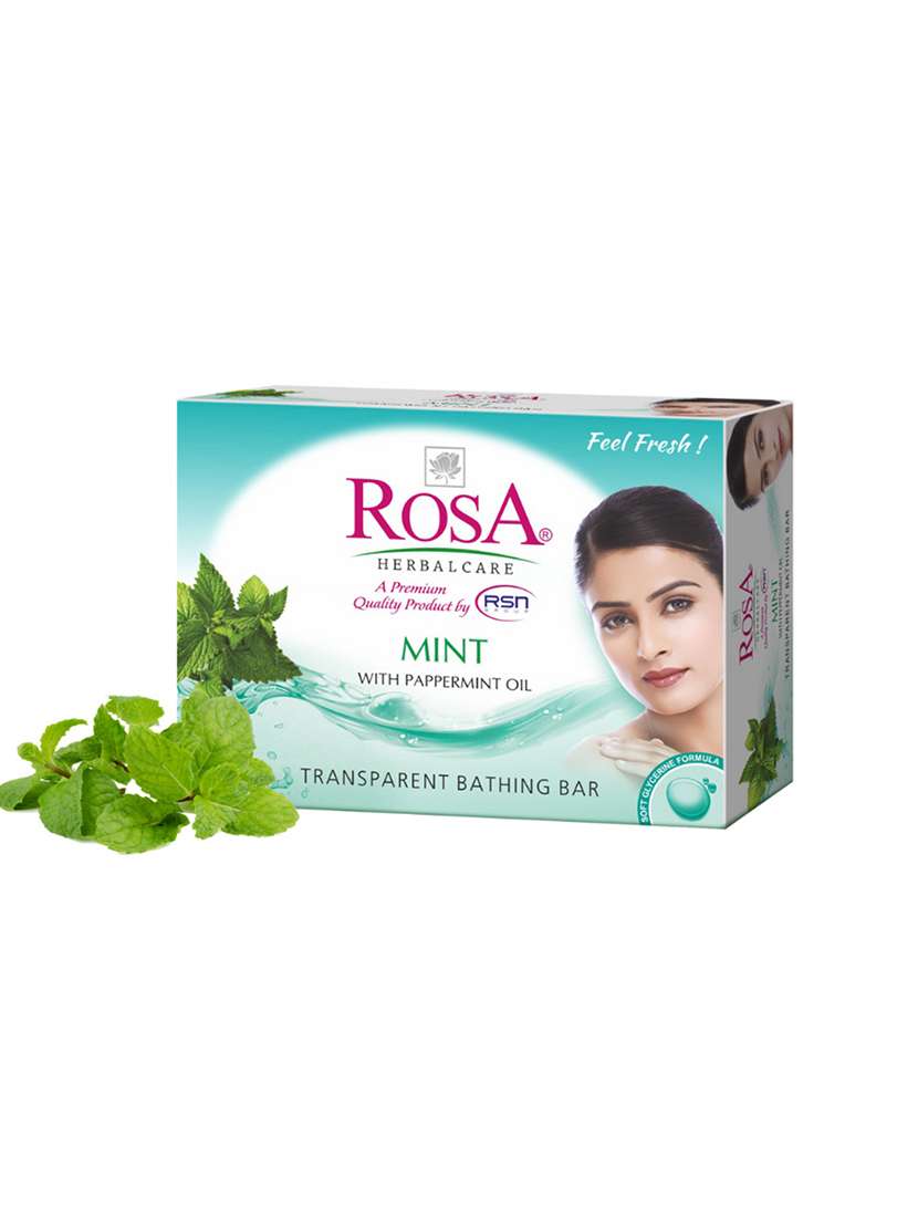 rosa transparent rose & mint gel soap i skin conditioners for moisturized skin i glyecrin bathing bar i pack 4 *100g each - 21716413 -  Standard Image - 1