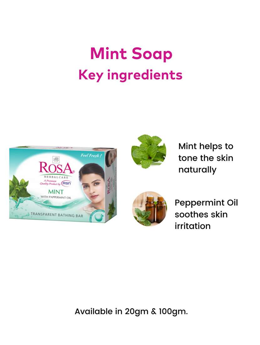 rosa transparent rose & mint gel soap i skin conditioners for moisturized skin i glyecrin bathing bar i pack 4 *100g each - 21716413 -  Standard Image - 6