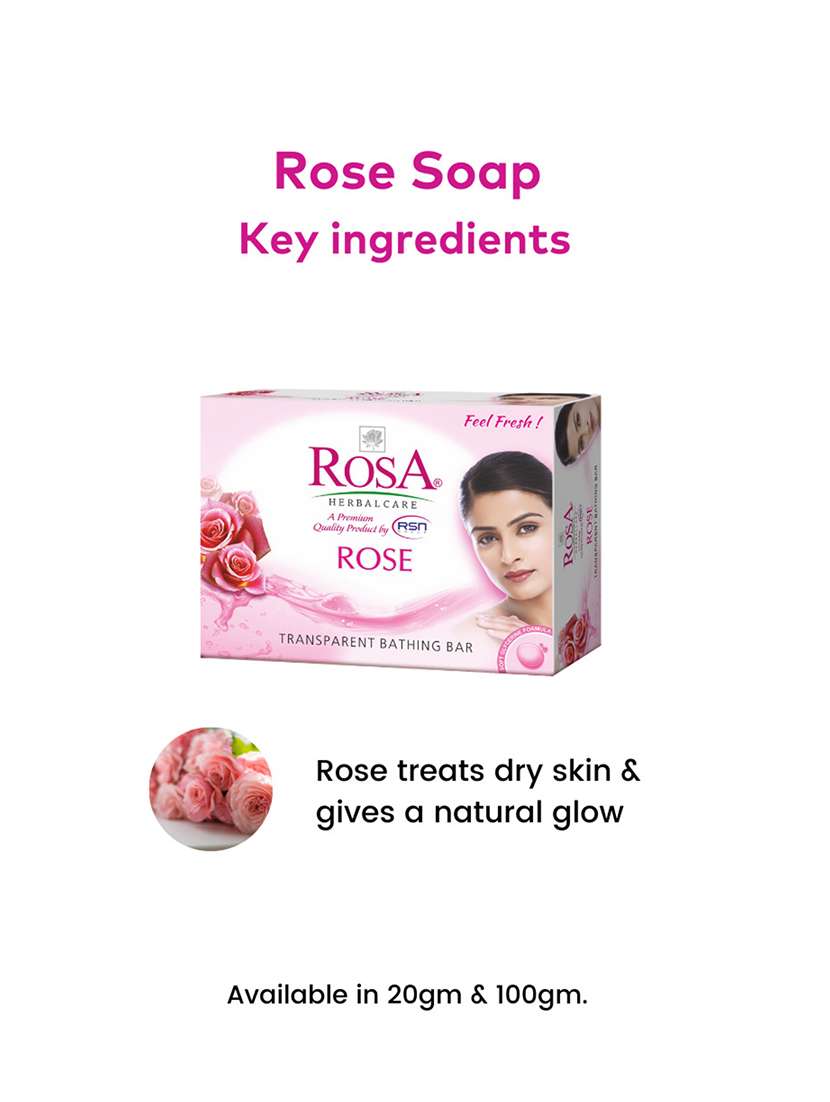 rosa transparent neem & rose gel soap i skin conditioners for moisturized skin i glyecrin bathing bar i pack 4 *100g each - 21716416 -  Standard Image - 6