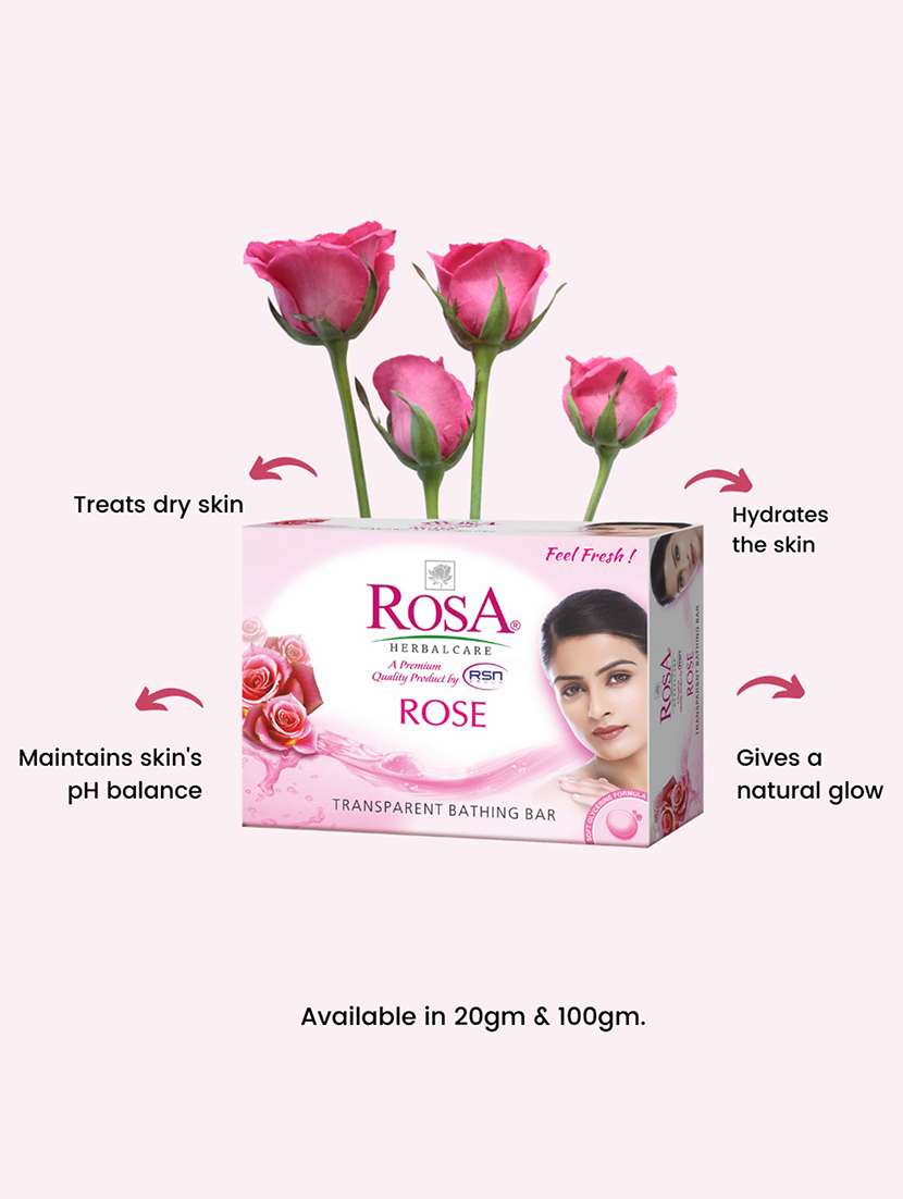 rosa transparent rose, aloevera,neem and peach & olive gel soap i skin conditioners i glyecrin bathing bar i pack 4 *100g each - 21716422 -  Standard Image - 4