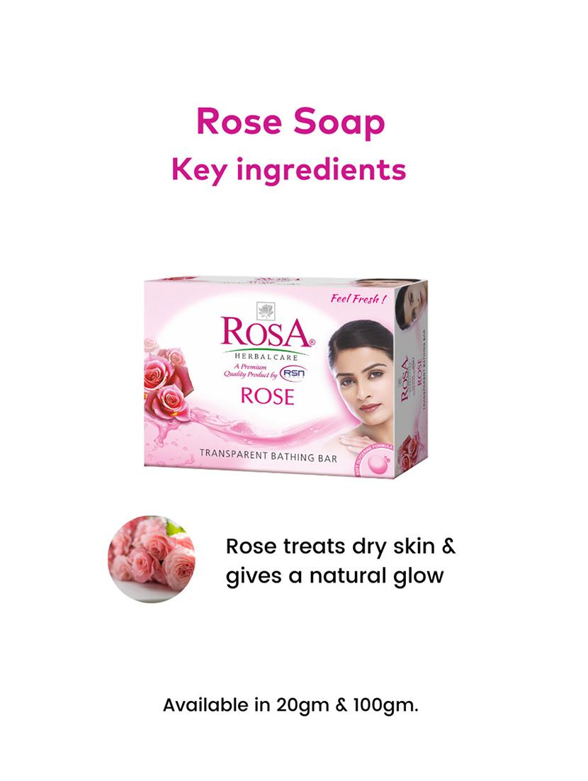 rosa transparent rose glycerin gel soap i skin conditioners for moisturized skin i glyecrin bathing bar i pack 4 *100g each - 21716428 - Standard Image - 4