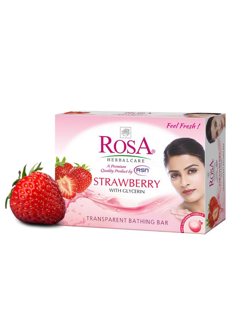 rosa transparent strawberry & rose bathing bar i skin conditioners for moisturized skin i glyecrin soap i pack 4 *100g each - 21716434 -  Standard Image - 1