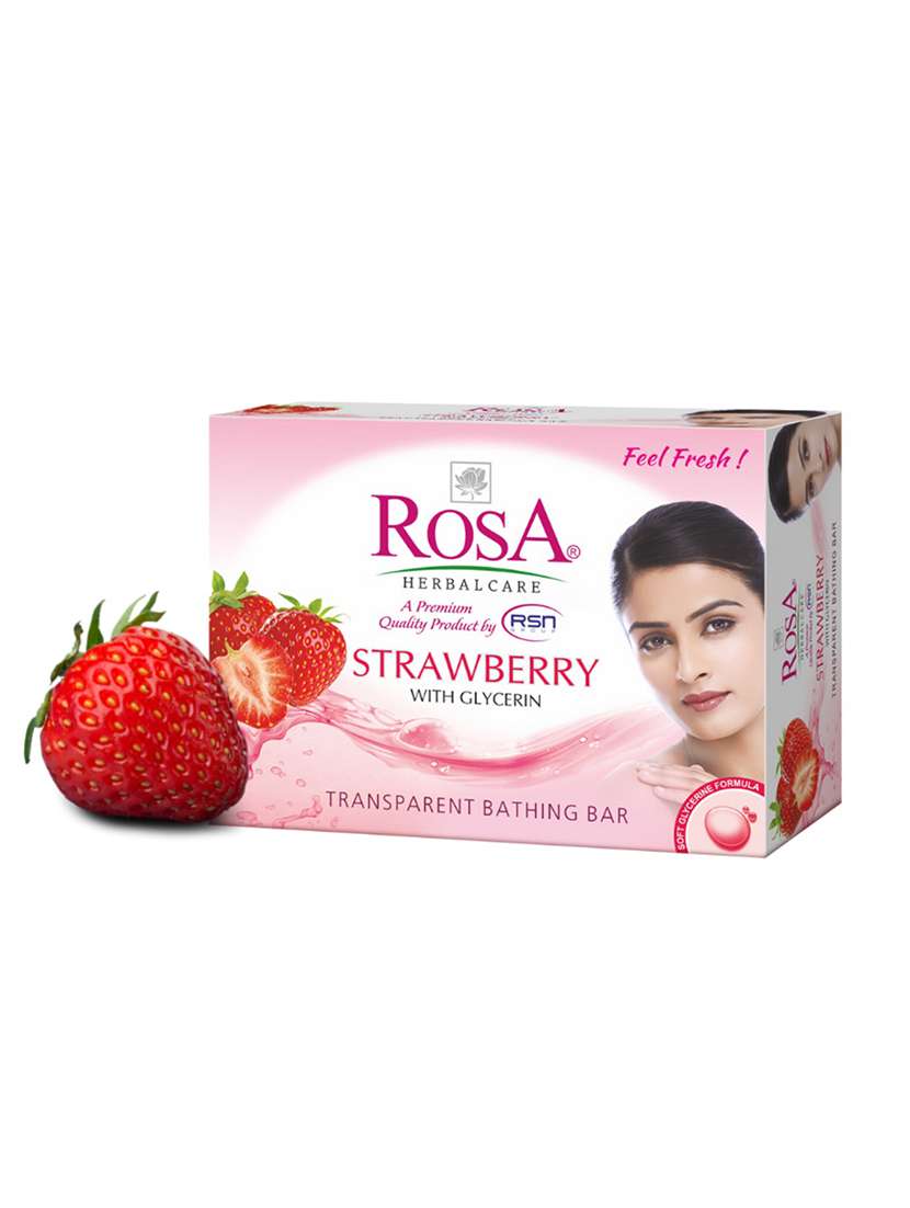 rosa transparent strawberry & neem gel soap i skin conditioners for moisturized skin i glyecrin bathing bar i pack 6 *100g each - 21716435 -  Standard Image - 1