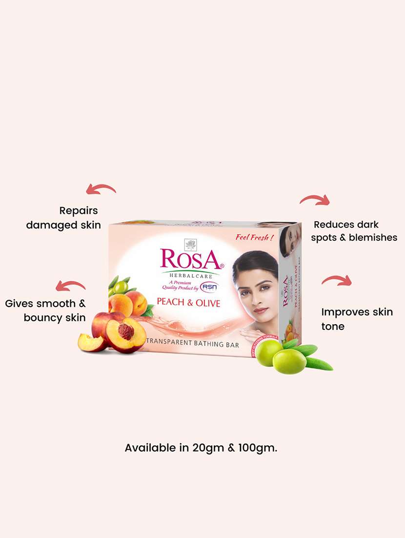 rosa transparent strawberry and peach & olive gel soap i skin conditioner for moisturized skin i bathing bar i pack 6 *100g each - 21716437 -  Standard Image - 4