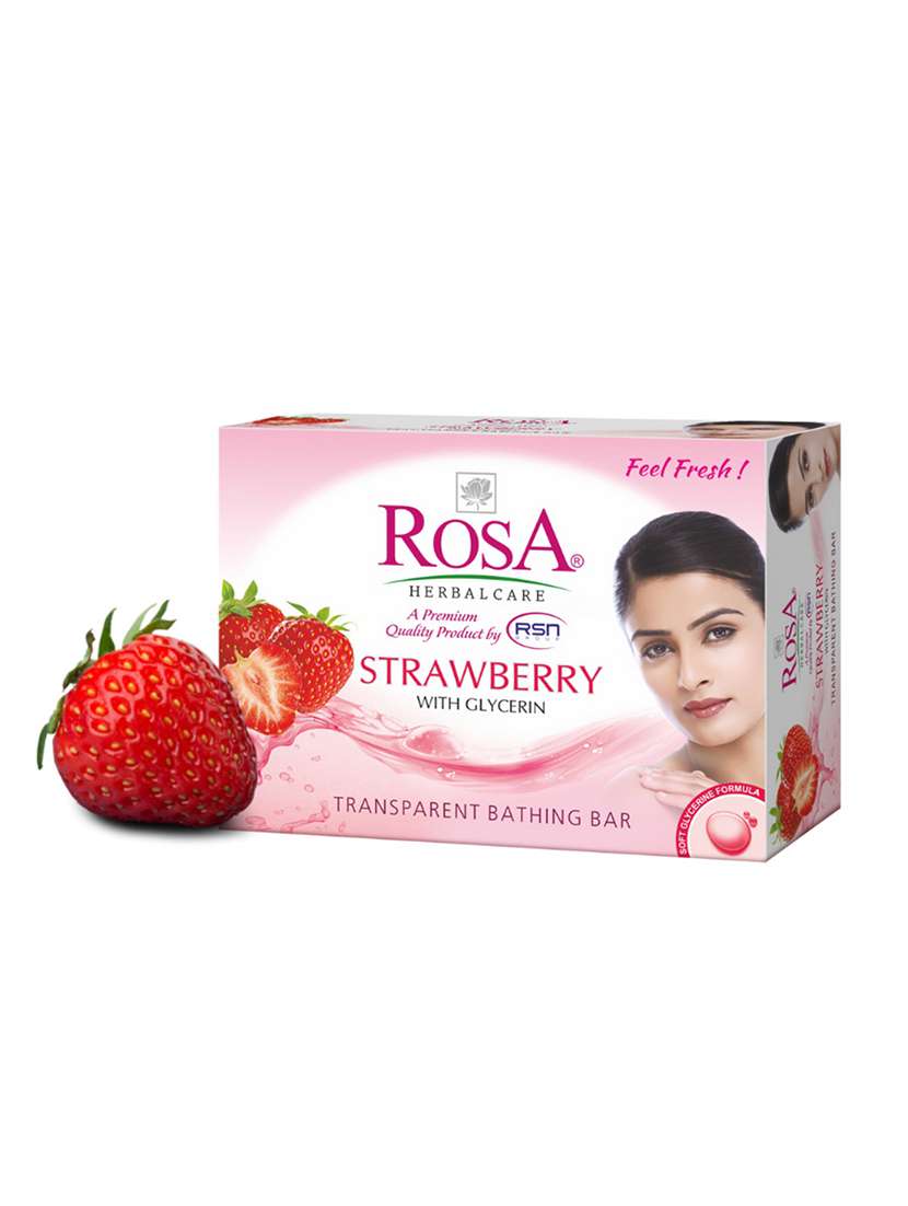 rosa transparent strawberry & neem gel soap i skin conditioners for moisturized skin i glyecrin bathing bar i pack 6 *100g each - 21716438 -  Standard Image - 1