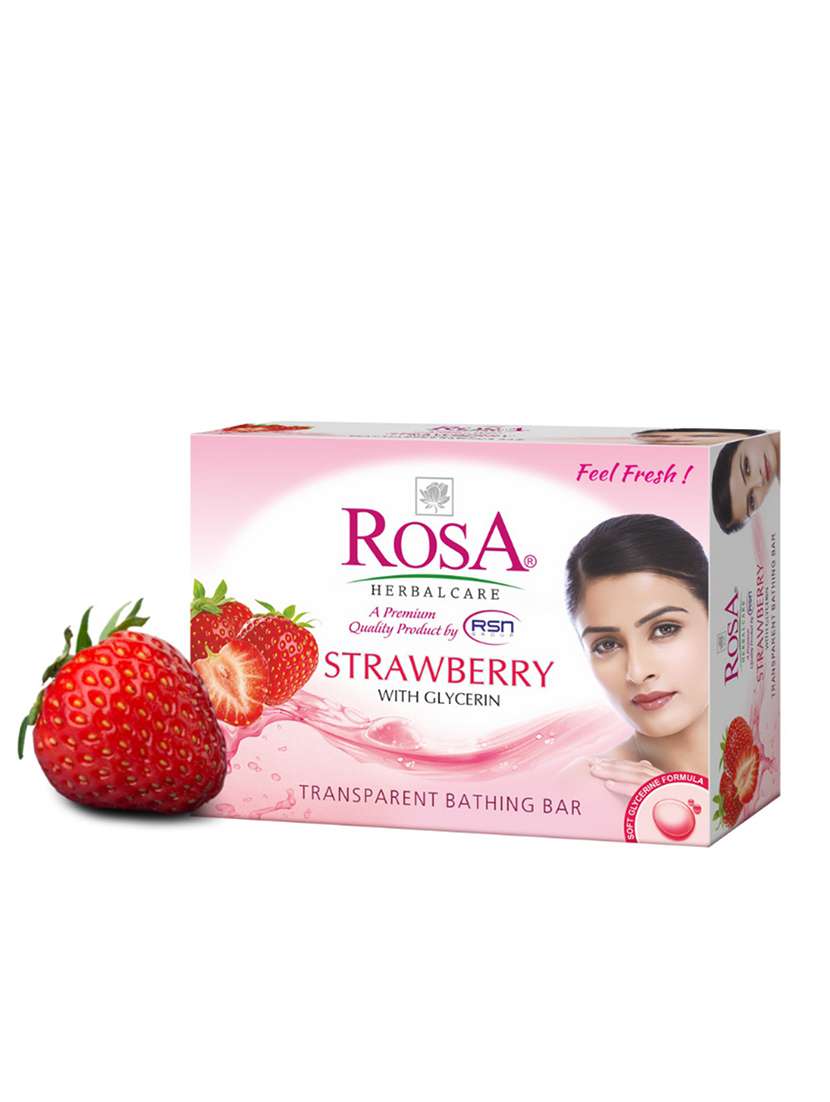 rosa transparent strawberry gel soap i skin conditioners for moisturized skin i glyecrin bathing bar i pack 6 *100g each - 21716446 -  Standard Image - 1