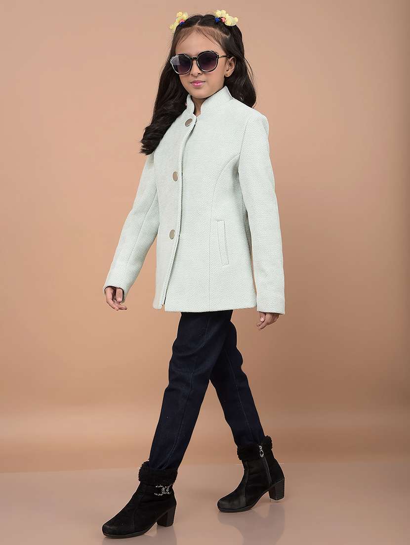 girls long sleeves solid regular coat - 21716469 -  Standard Image - 4
