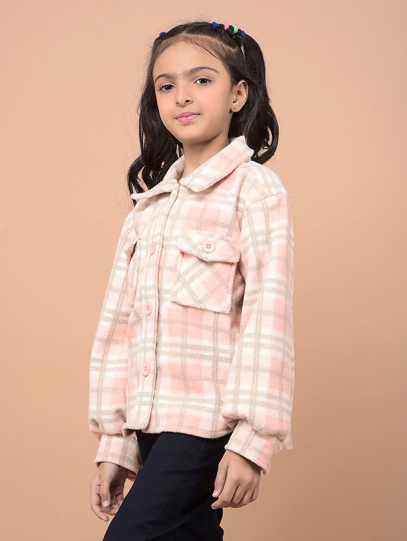 girls long sleeves checkered regular jacket - 21716472 - Standard Image - 1