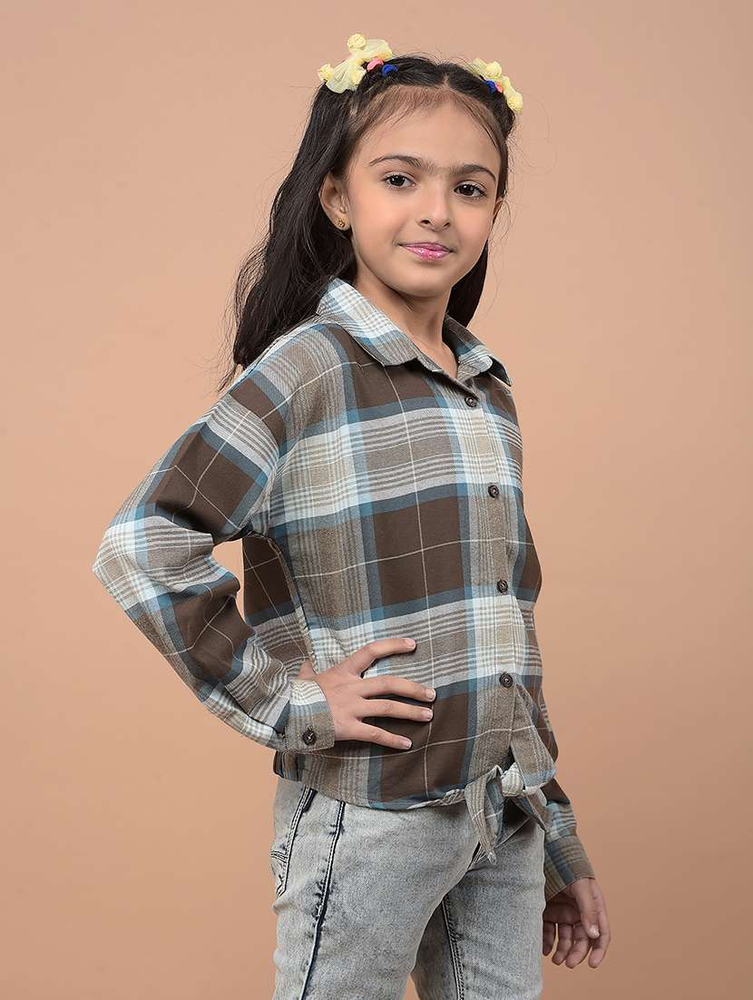 girls long sleeves checkered shirt - 21716476 -  Standard Image - 1