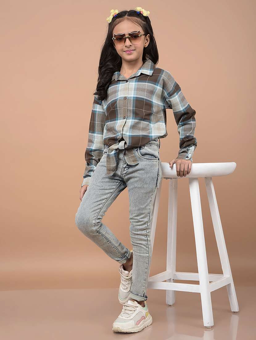 girls long sleeves checkered shirt - 21716476 -  Standard Image - 4