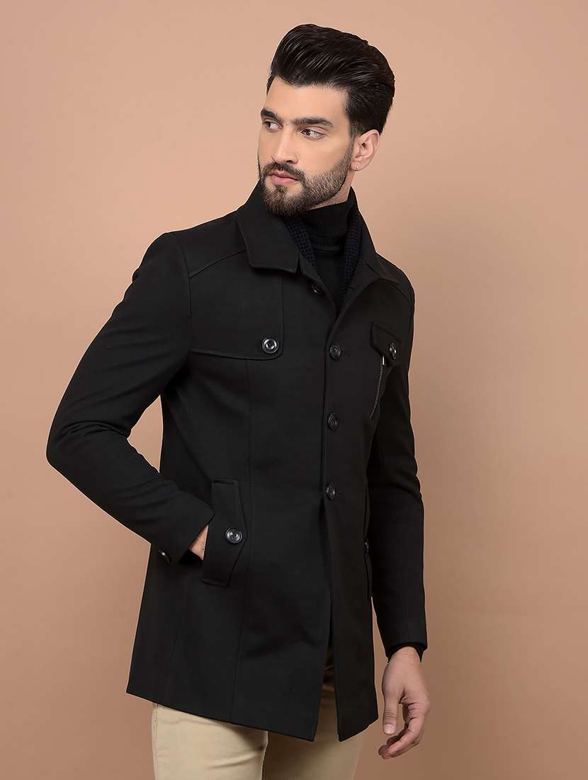 men solid long sleeve coat - 21716506 -  Standard Image - 1