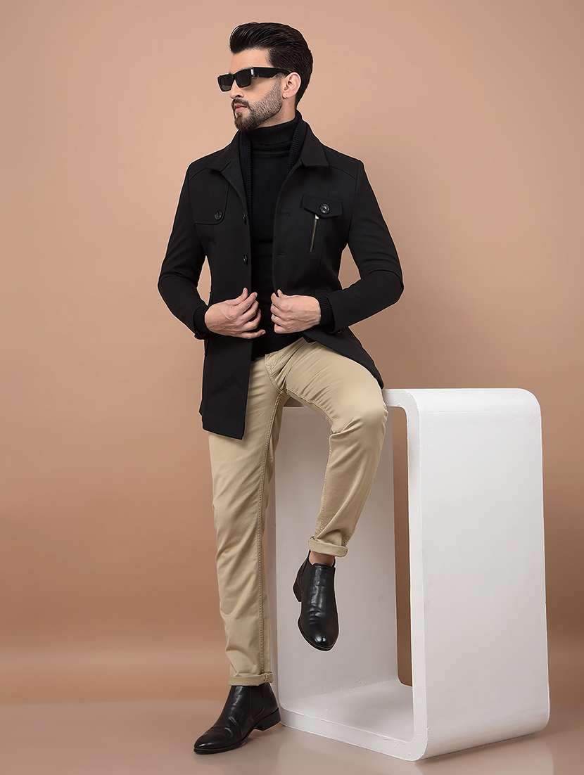 men solid long sleeve coat - 21716506 -  Standard Image - 4