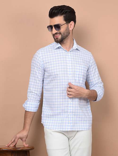 men long sleeves checkered casual shirt - 21716518 - Standard Image - 0