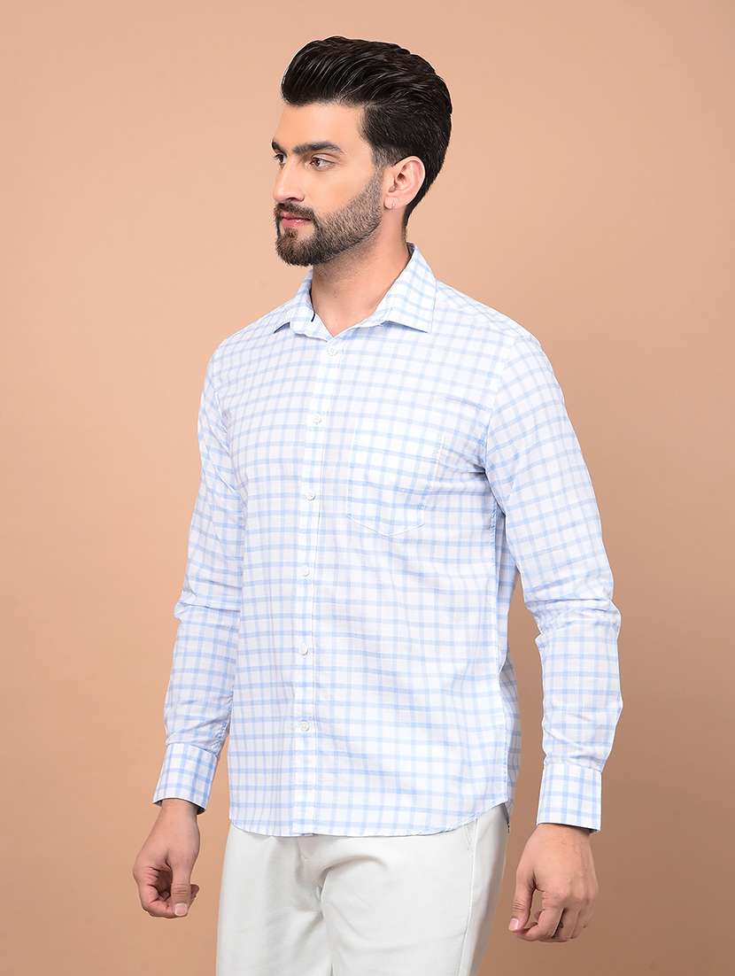 men long sleeves checkered casual shirt - 21716518 - Standard Image - 1
