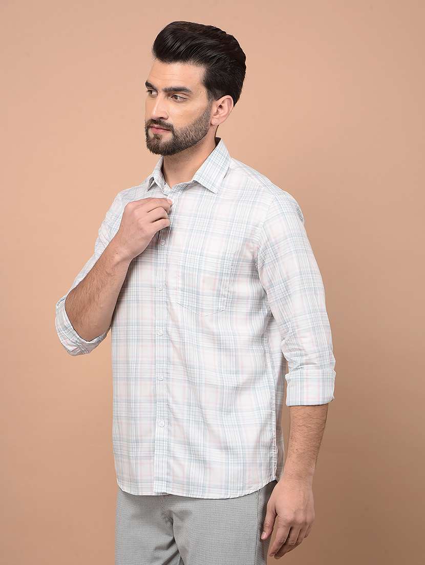 men long sleeves checkered casual shirt - 21716522 -  Standard Image - 1