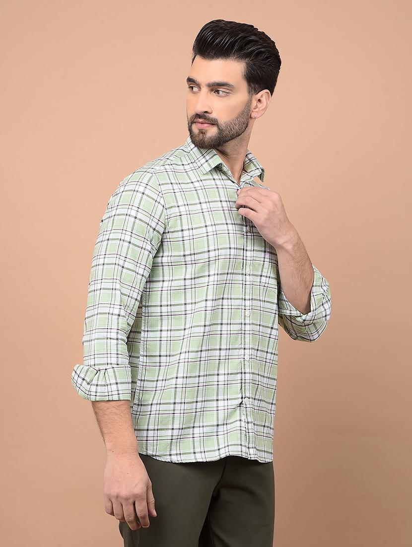 men long sleeves checkered casual shirt - 21716524 - Standard Image - 1