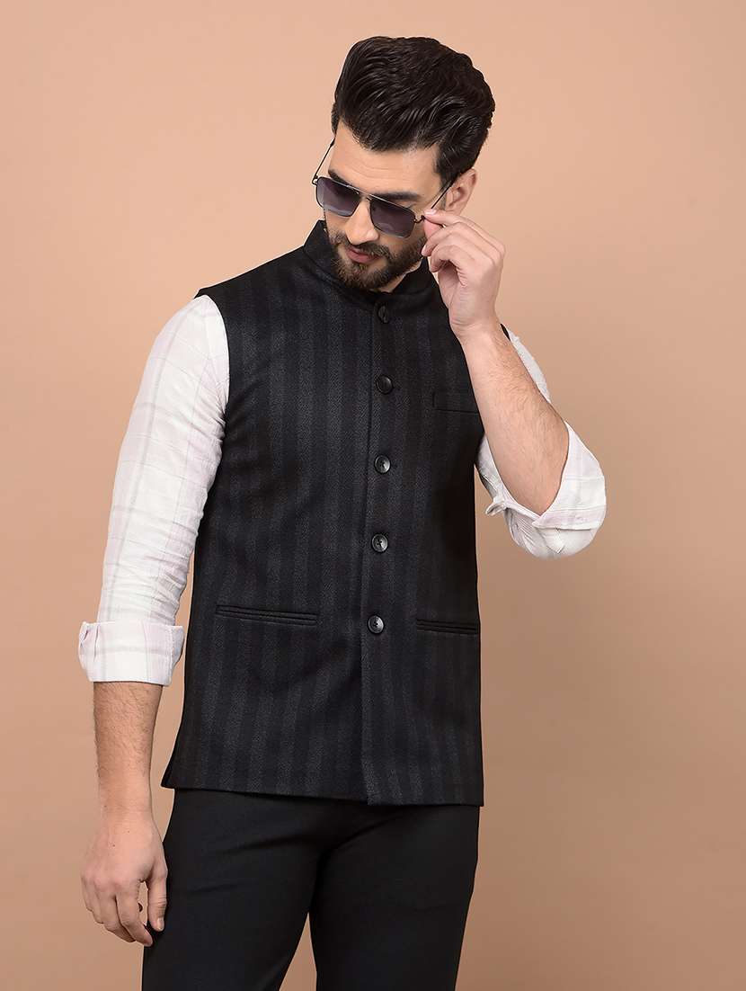 Men Striped Self Design Waist Coat - 21716556 -  Standard Image - 1