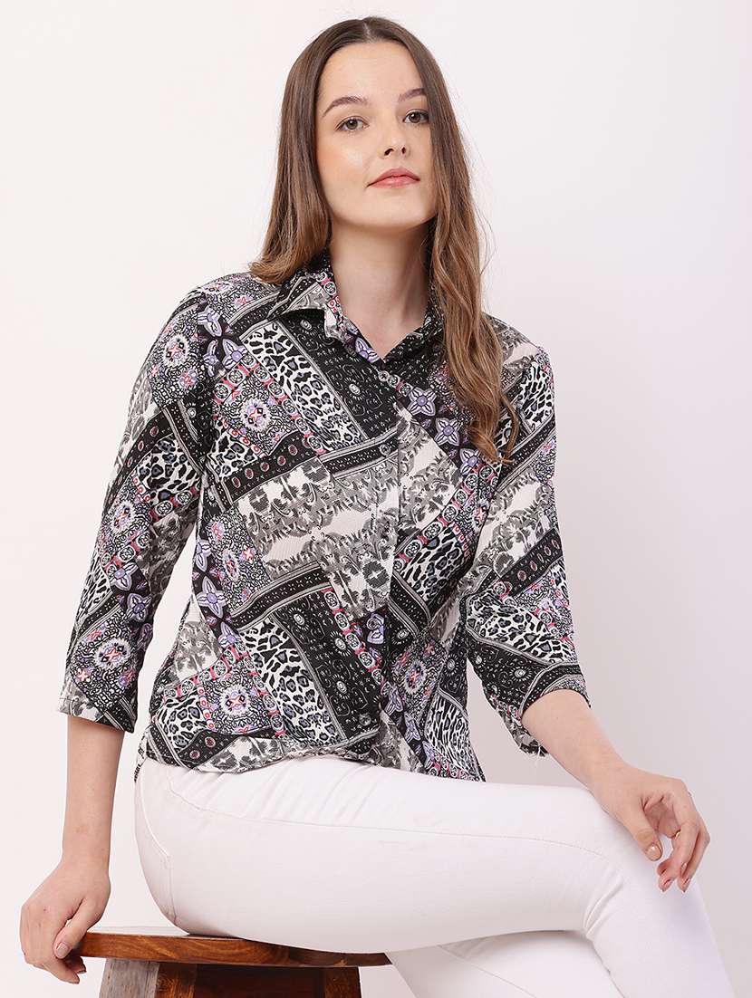 women printed collared regular shirt - 21716594 -  Standard Image - 4
