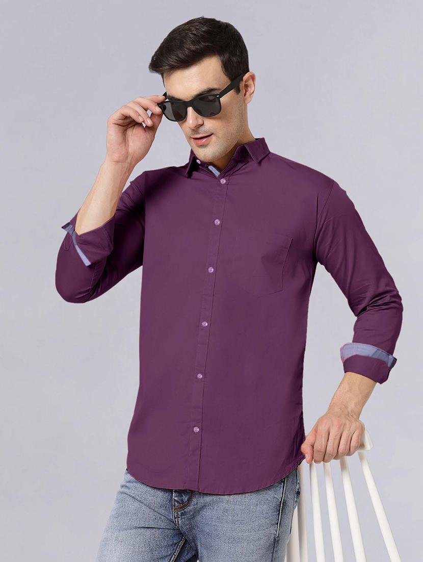 men long sleeves solid casual shirt - 21716601 - Standard Image - 1