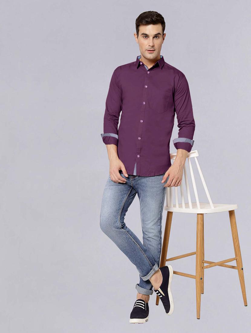 men long sleeves solid casual shirt - 21716601 - Standard Image - 4