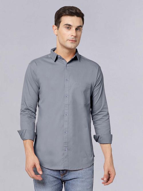 men long sleeves solid casual shirt - 21716602 -  Standard Image - 0