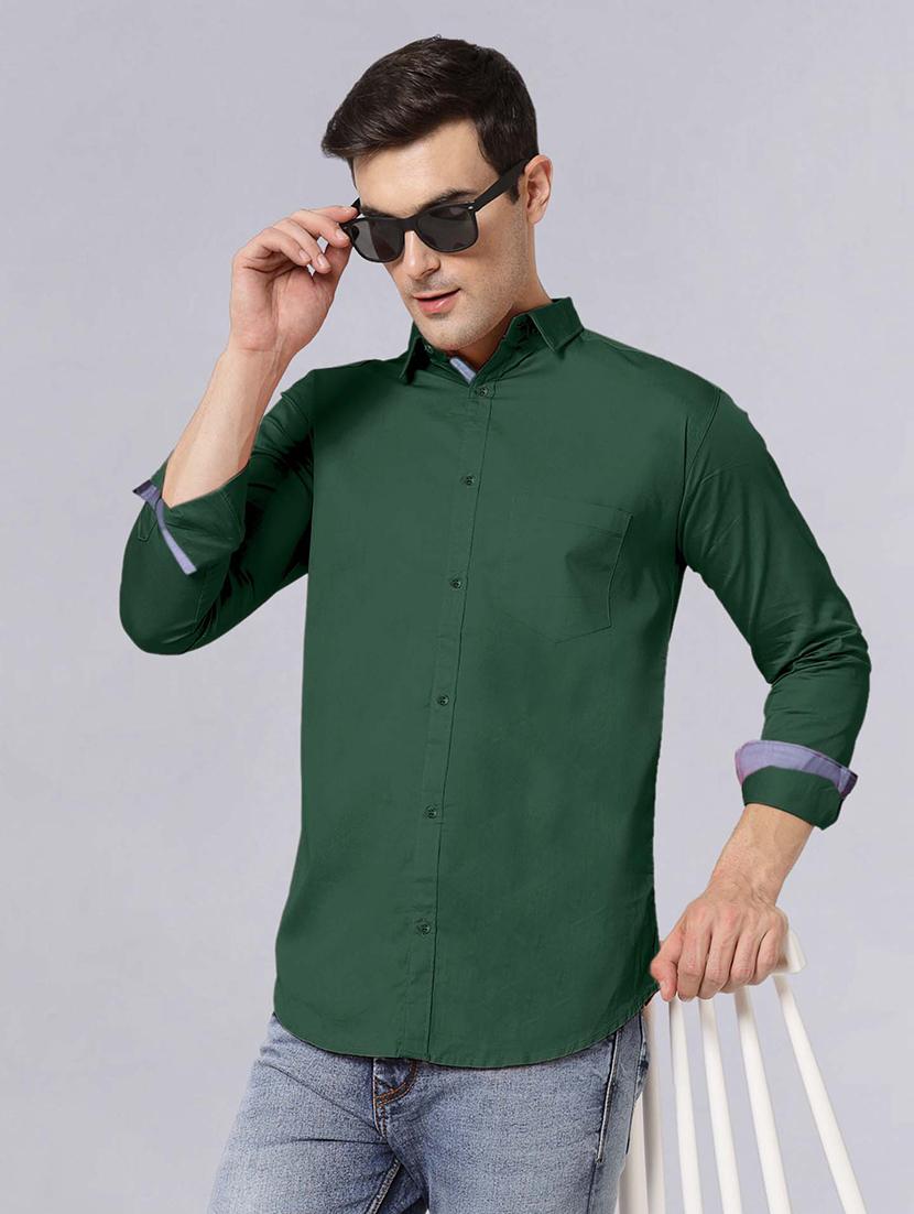 men long sleeves solid casual shirt - 21716603 -  Standard Image - 1