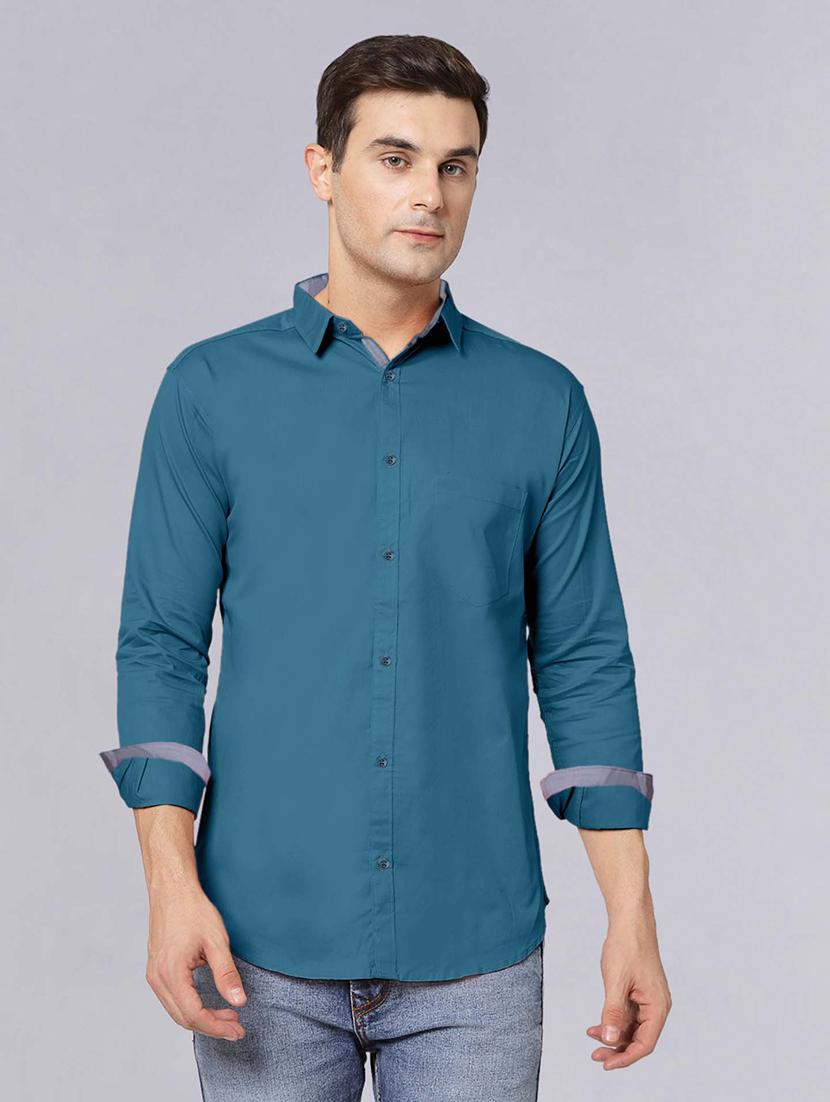 men long sleeves solid casual shirt