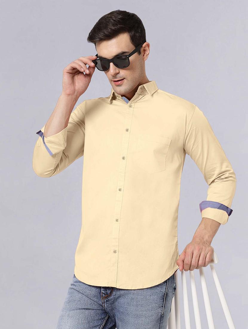 men long sleeves solid casual shirt - 21716606 - Standard Image - 1