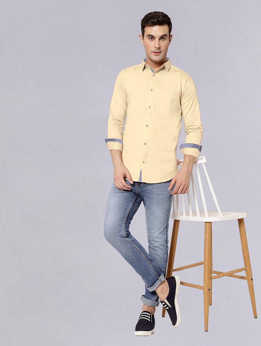 men long sleeves solid casual shirt - 21716606 - Standard Image - 4