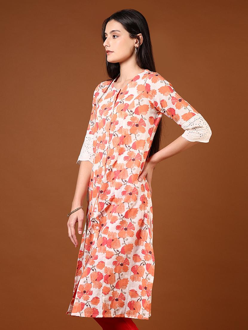 women three quarter sleeve a-line kurta - 21716660 -  Standard Image - 1