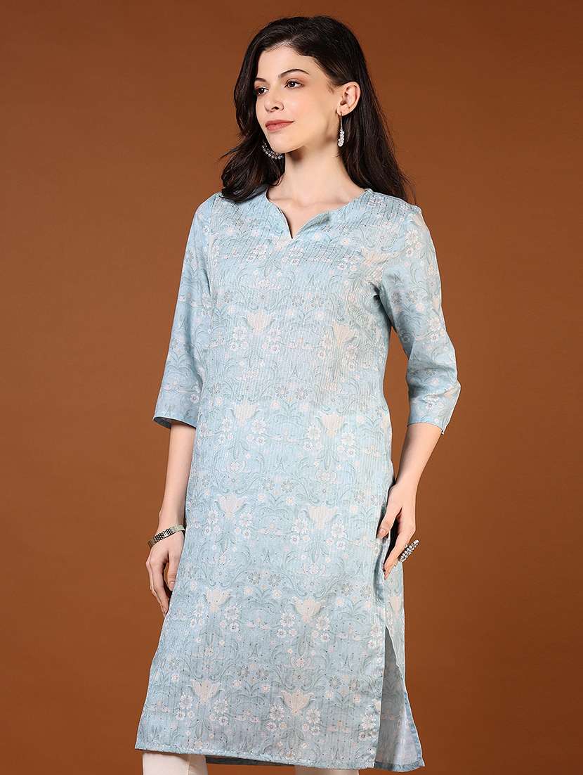 women three quarter sleeve straight kurta - 21716671 -  Standard Image - 1