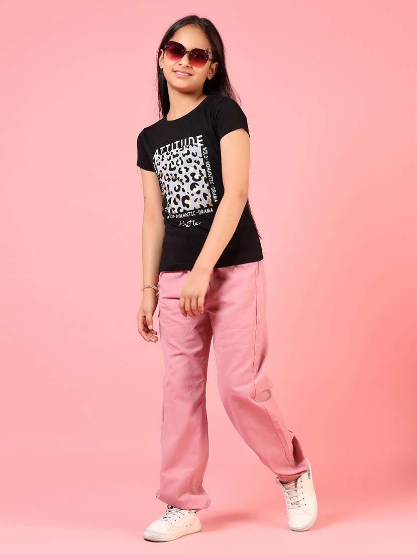 girls front print round neck t-shirt - 21716688 -  Standard Image - 4