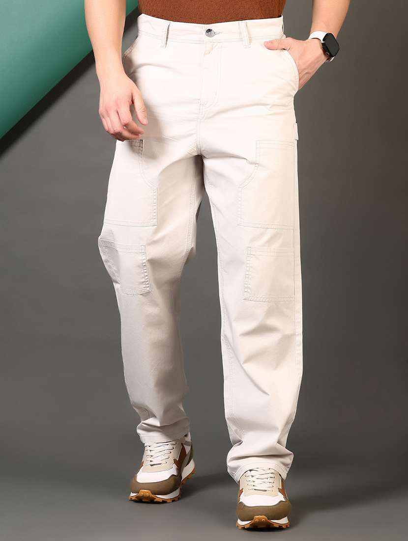 men solid mid rise relaxed fit chinos 