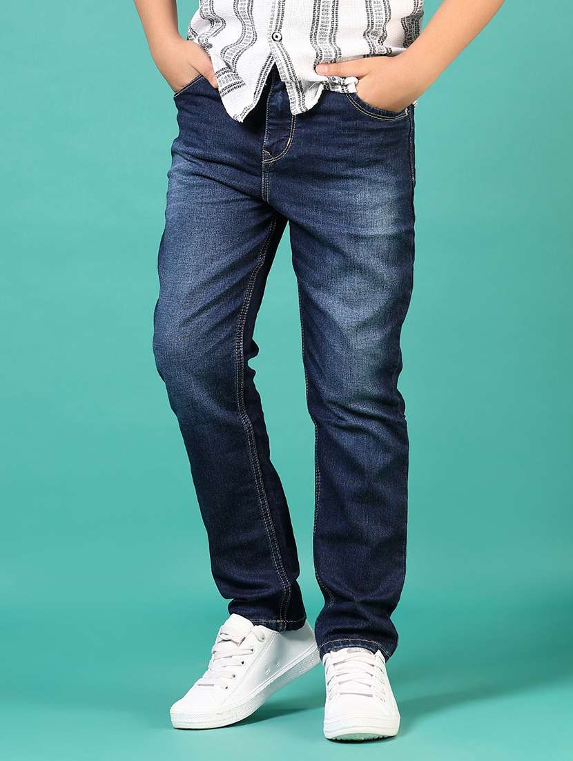 boys washed mid rise straight fit jeans