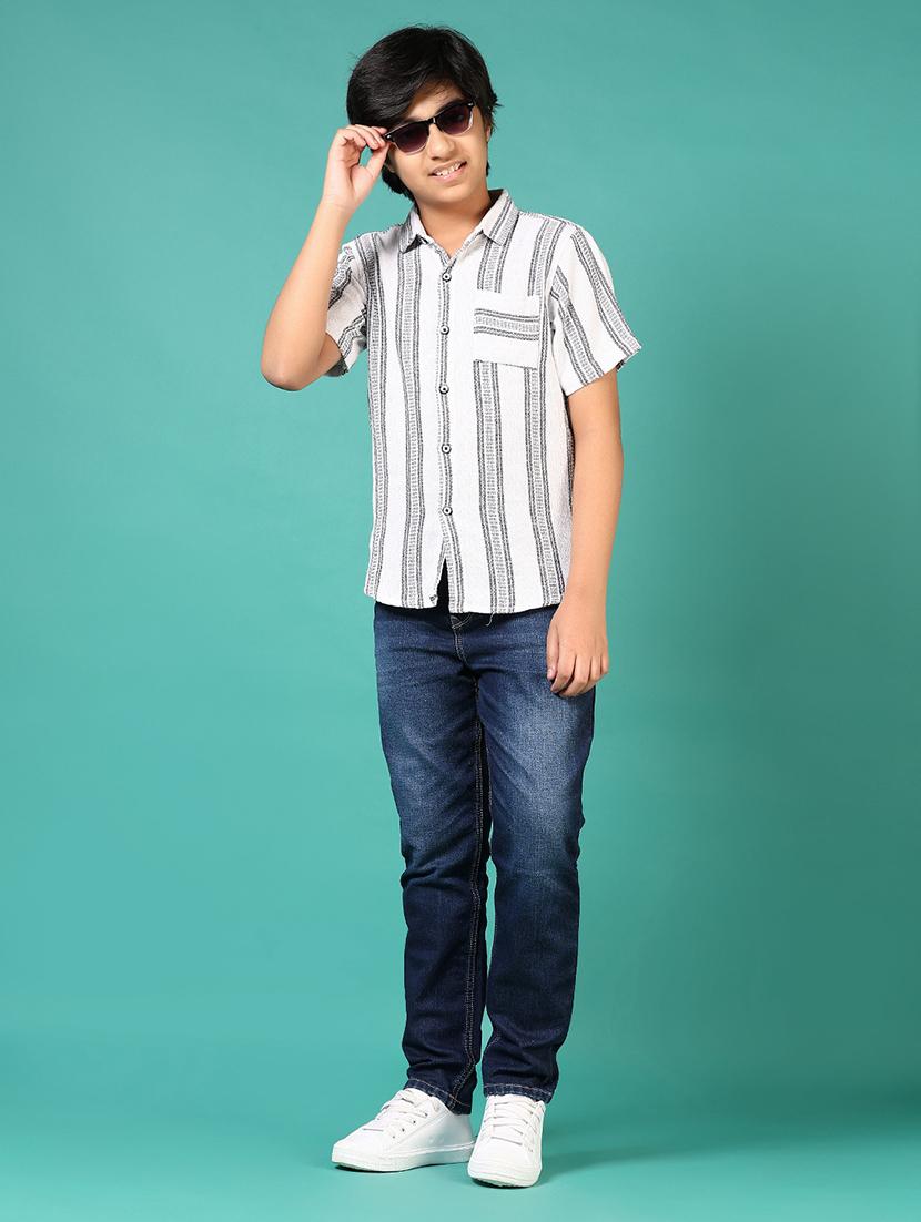 boys washed mid rise straight fit jeans - 21716777 - Standard Image - 4