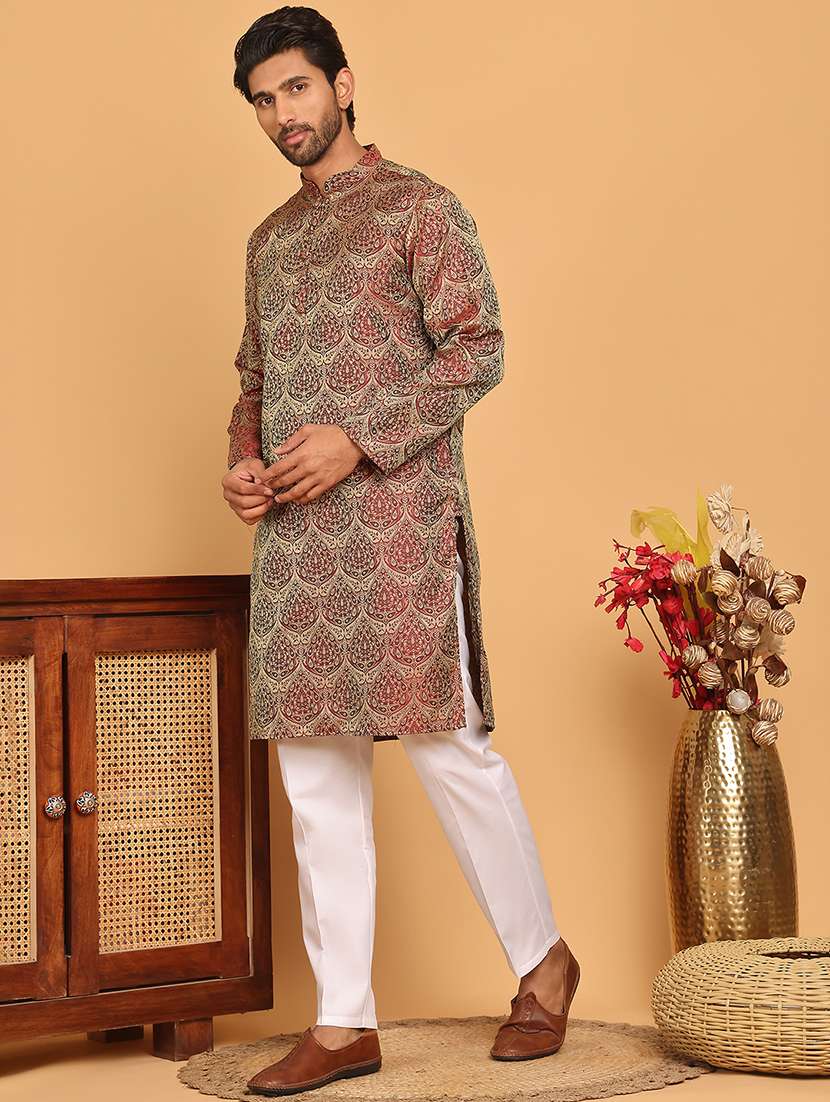 men silk blend kurta pyjama ethnic wear set - 21717306 -  Standard Image - 1