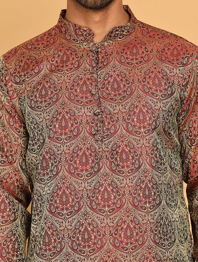 men silk blend kurta pyjama ethnic wear set - 21717306 -  Standard Image - 4