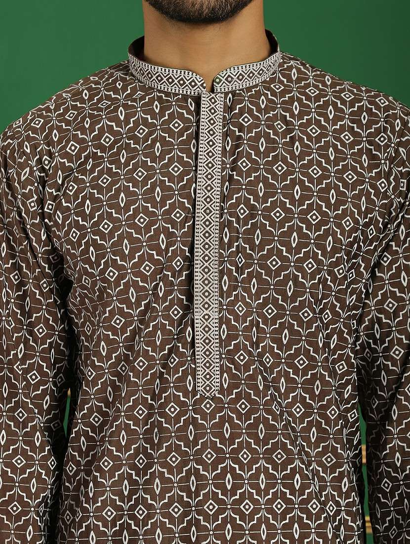 men mandarin neck kurta pyjama ethnic wear set - 21717307 -  Standard Image - 4