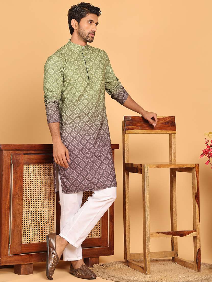 men mandarin neck kurta pyjama ethnic wear set - 21717308 -  Standard Image - 1