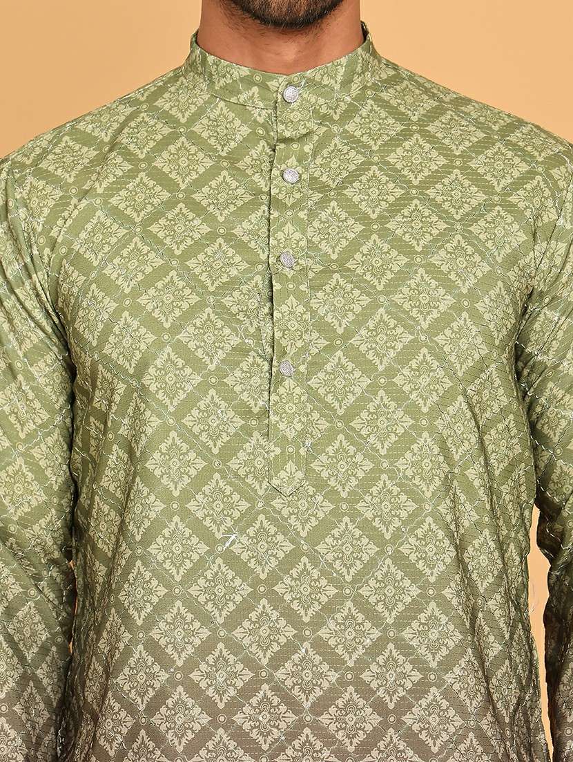 men mandarin neck kurta pyjama ethnic wear set - 21717308 -  Standard Image - 4