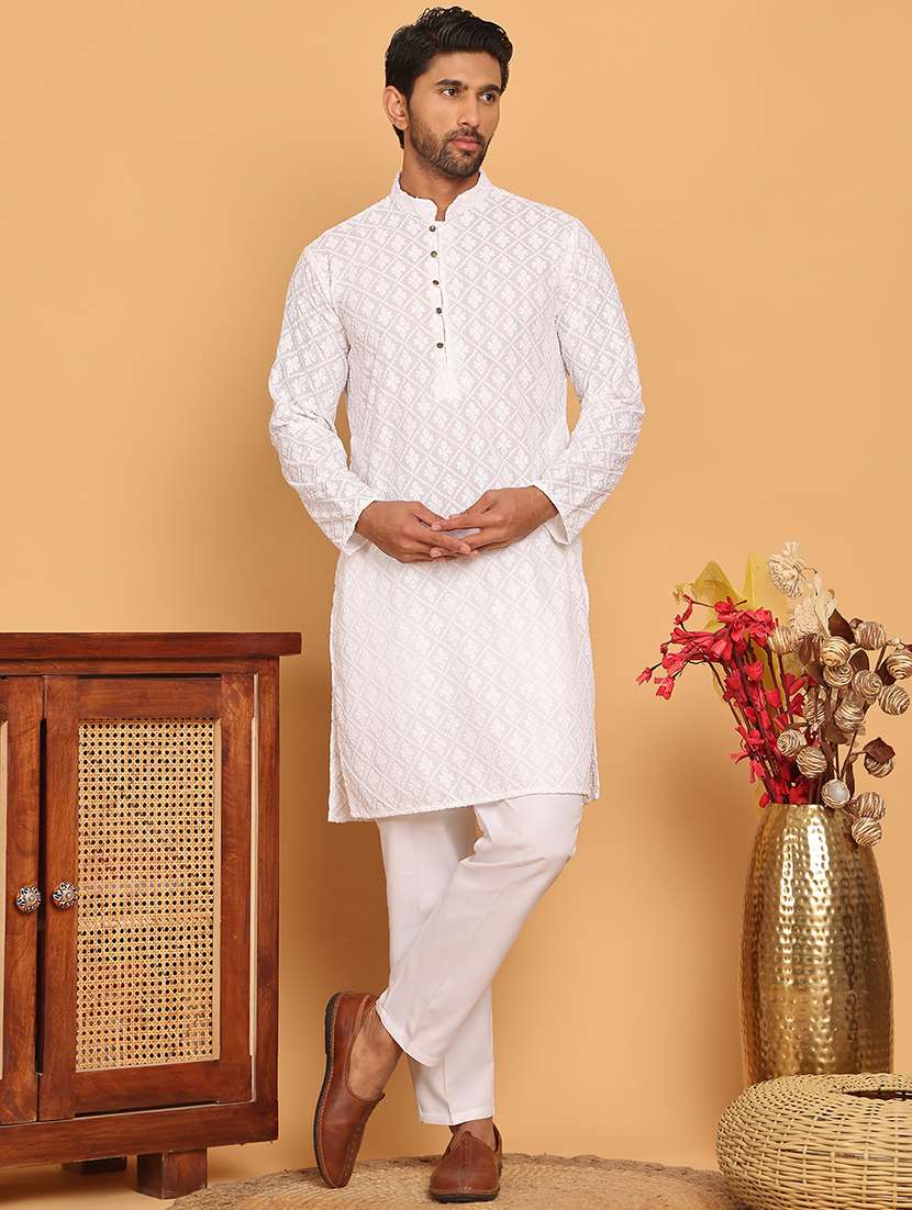men embroidered kurta pyjama ethnic wear set - 21717314 -  Standard Image - 1
